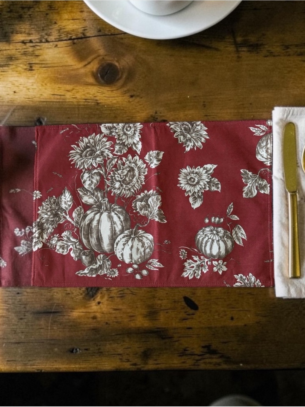 Bardwil Linens Portsmith harvest pumpkin Set of 4 placemats.
